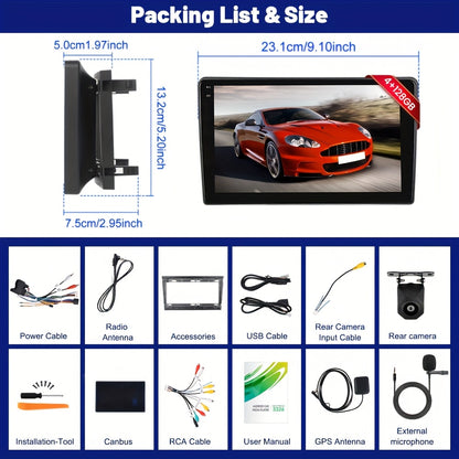 9” Autoradio Android 15 – Multimedia Systeem – Navigatie Unit – CarPlay Autoradio – Achteruitrijcamera Inclusief – 4GB RAM 128GB Opslag – Draadloze Smartphone Integratie