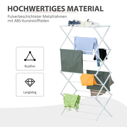 Wasrek 8 Laags – Droogtoren – Kledingrek – Droogrek – Wasstandaard – Inklapbaar – Ruimtebesparend Design – Metaal Kunststof Wit