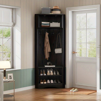 Kapstok – Wandkapstok – Garderobe – Jassenrek – Kapstok met Haken – Inclusief 4 Haken – Vouwbaar – Zwart Metaal – Ruimtebesparend – 53x53x180 cm