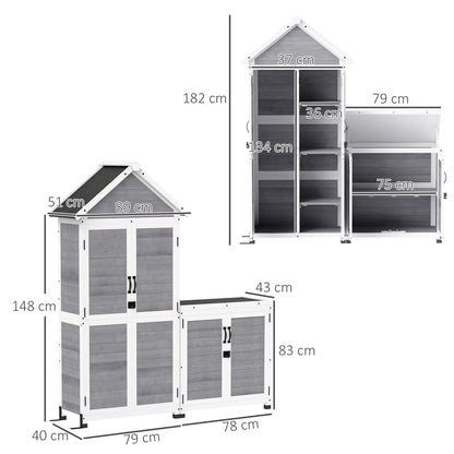 Tuinhuisje – Tuinkast – Tuinschuur – Tuinberging – Berging – Hout – Weerbestendig Asfalt Dak – Verstelbare Legplanken – Grijs