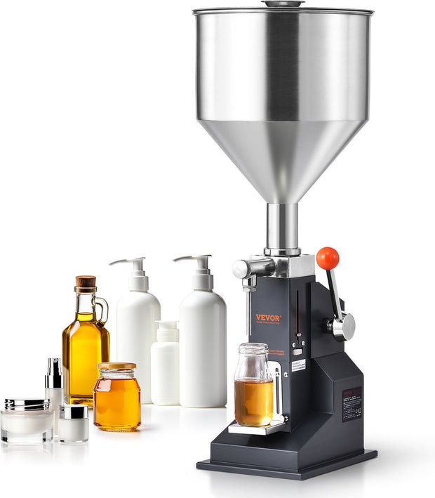 Vloeistof vulmachine - Roestvrij staal - Versterkte handgreep - Druppeldicht ontwerp - met 2 spuitmonden en oliekeerringen - voor het verwerken van honing, olie, dranken, lotion en andere vloeistoffen en pasta