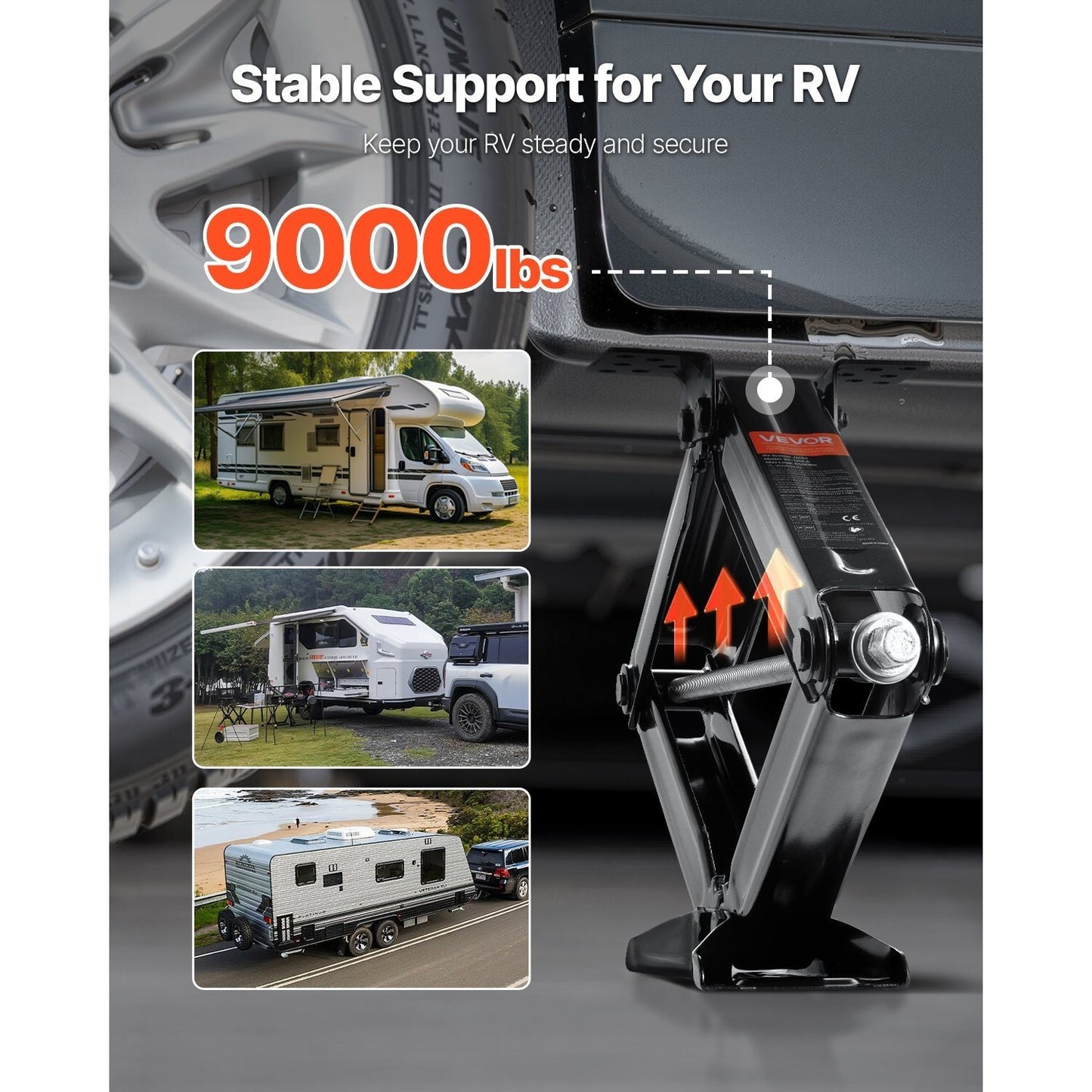 Krik – Schaarkrik – Caravankrik – Camperkrik – Stabilisatiekrik – Draagvermogen 4082 kg – Verstelbare Hoogte 10-59,5 cm