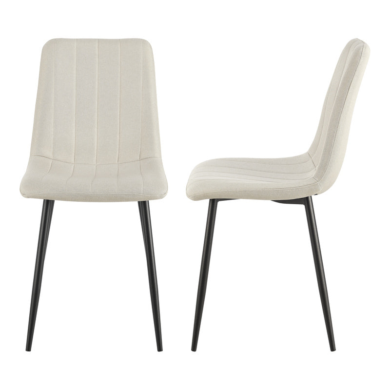 Eetkamerstoel – Stoel – Zitstoel – Keukenstoel – Dining Chair – Set Van 4 – Lichtbeige Polyester Bekleding – Stalen Frame Poedercoating