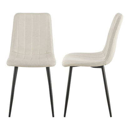 Eetkamerstoel – Stoel – Zitstoel – Keukenstoel – Dining Chair – Set Van 4 – Lichtbeige Polyester Bekleding – Stalen Frame Poedercoating