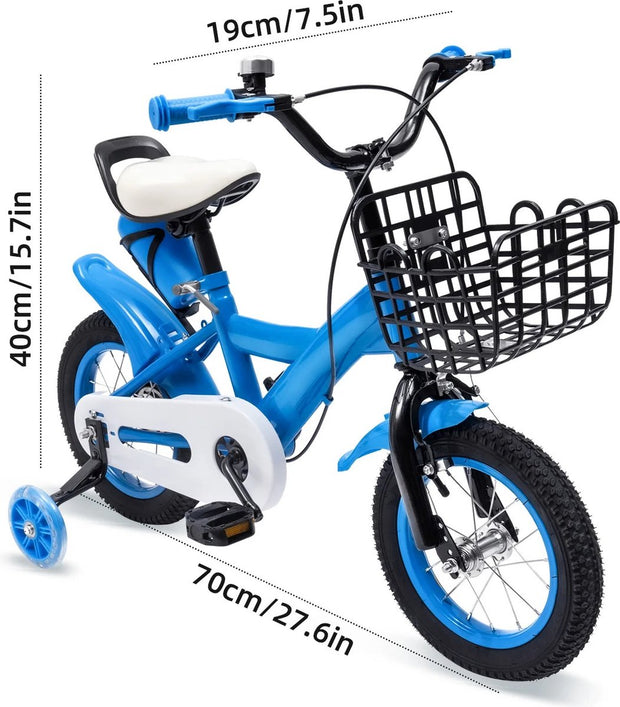 Kinderfiets - 12 inch - met zijwieltjes - blauw - jongensfiets - Geschikt vanaf 2 jaar