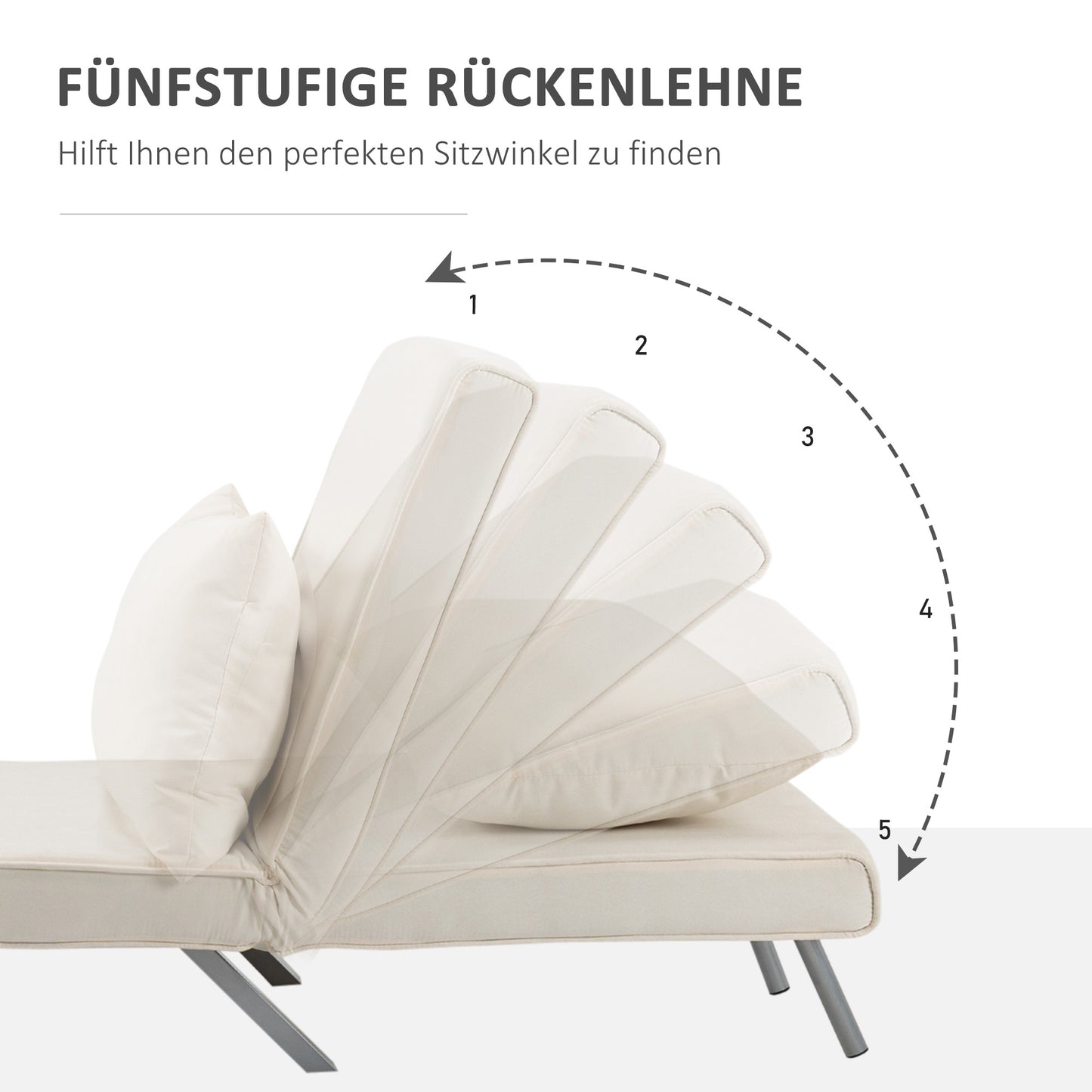 Relaxfauteuil – Relaxstoel – Leunstoel – Ligstoel – Logeerstoel – Crème Wit – Handmatig Verstelbaar – Compact Formaat