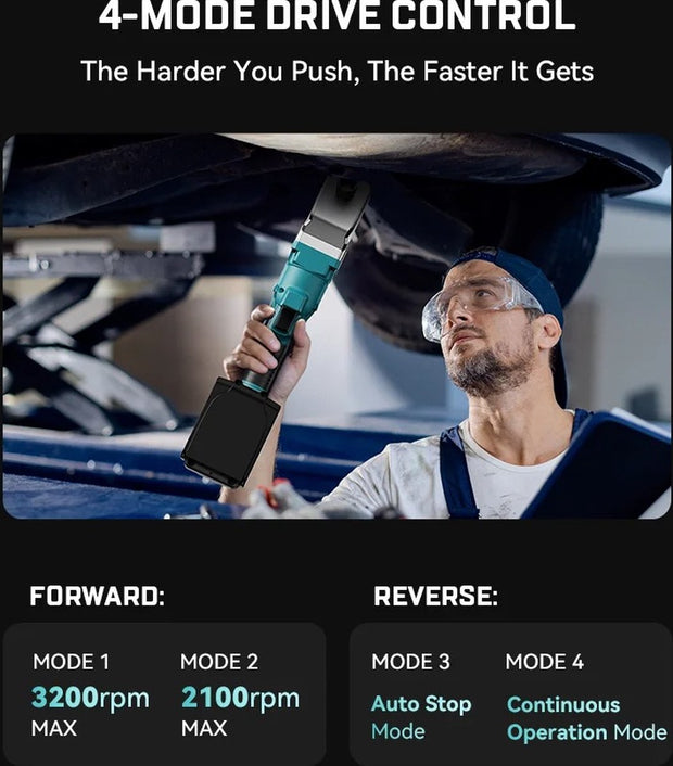 Haakse Slagmoersleutel - 1/2" - Slagmoersleutel Kit - Haakse Ratelsleutel - Met Koffer - Incl: Oplader, Accu & 4 Doppen -300Nm - 18V - Blauw