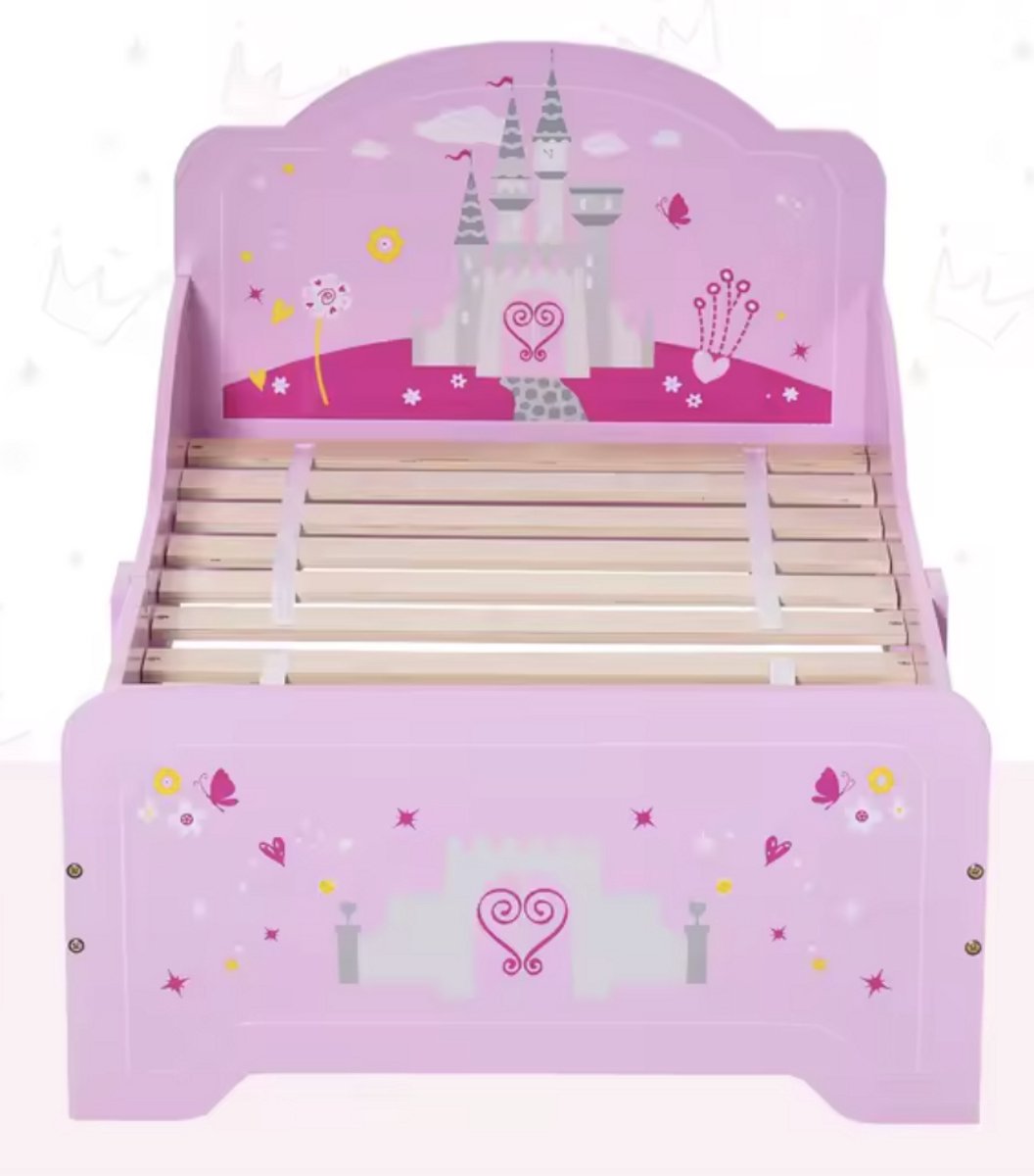 Children's bed - Princess bed - Bed - Castle - Pink - 143x7cm