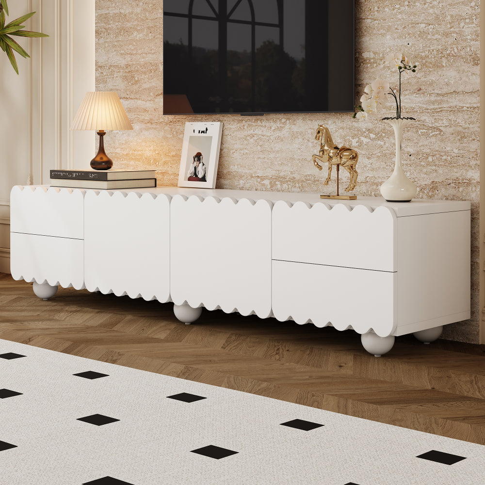 Modern White TV Cabinets, TV Stands, TV Panels, and Low-Profile TV Units | Featuring Unique Designs, Metal Construction, No Electricity Required