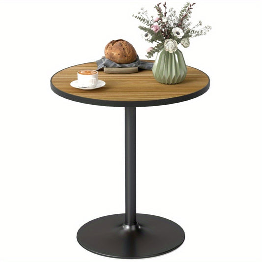 Eettafel – Ronde Tafel – Keukentafel – Eetkamertafel – Meubel – Houtlook MDF Blad – Stevig Metalen Frame – Ø 70x76 cm – Geschikt voor 4 Personen