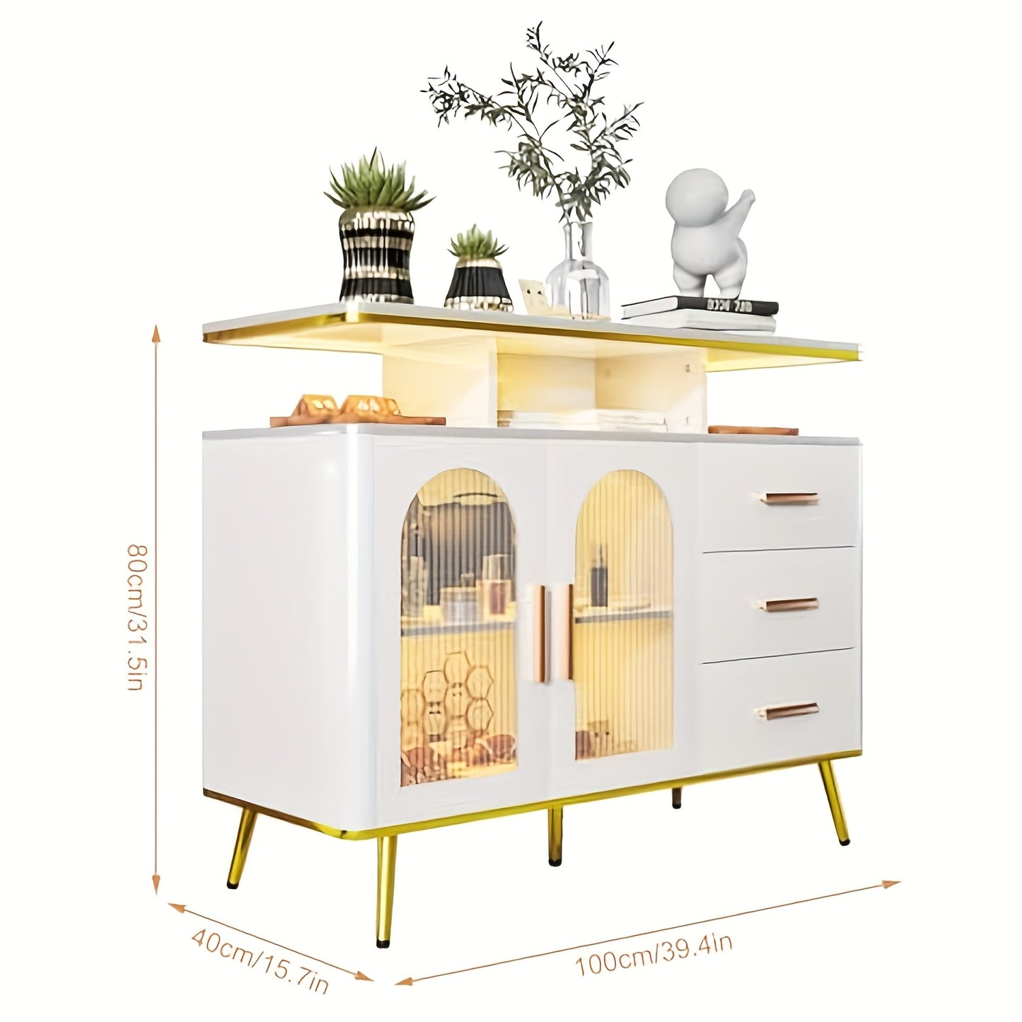 Keukenkast – Buffetkast – Opbergkast – Sideboard – Dressoir – Wit – 3 Lades En 2 Deuren – Stevig Hout En Compact Design