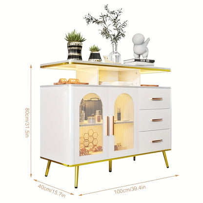 Keukenkast – Buffetkast – Opbergkast – Sideboard – Dressoir – Wit – 3 Lades En 2 Deuren – Stevig Hout En Compact Design