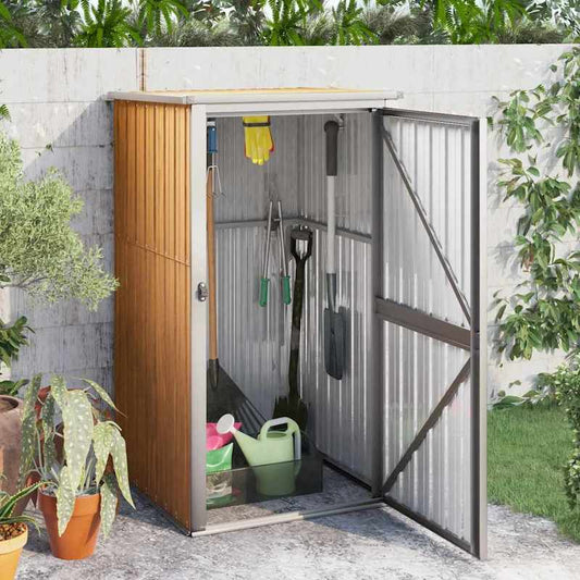 Lockable Galvanized Steel Outdoor Storage Shed with Roof - Heavy-Duty Small Garden Tool Shed, Lockable Door & Alloy Steel Roof, Easy Assembly Suitable for Backyard,, Garden - Temporary Tool Cabinet