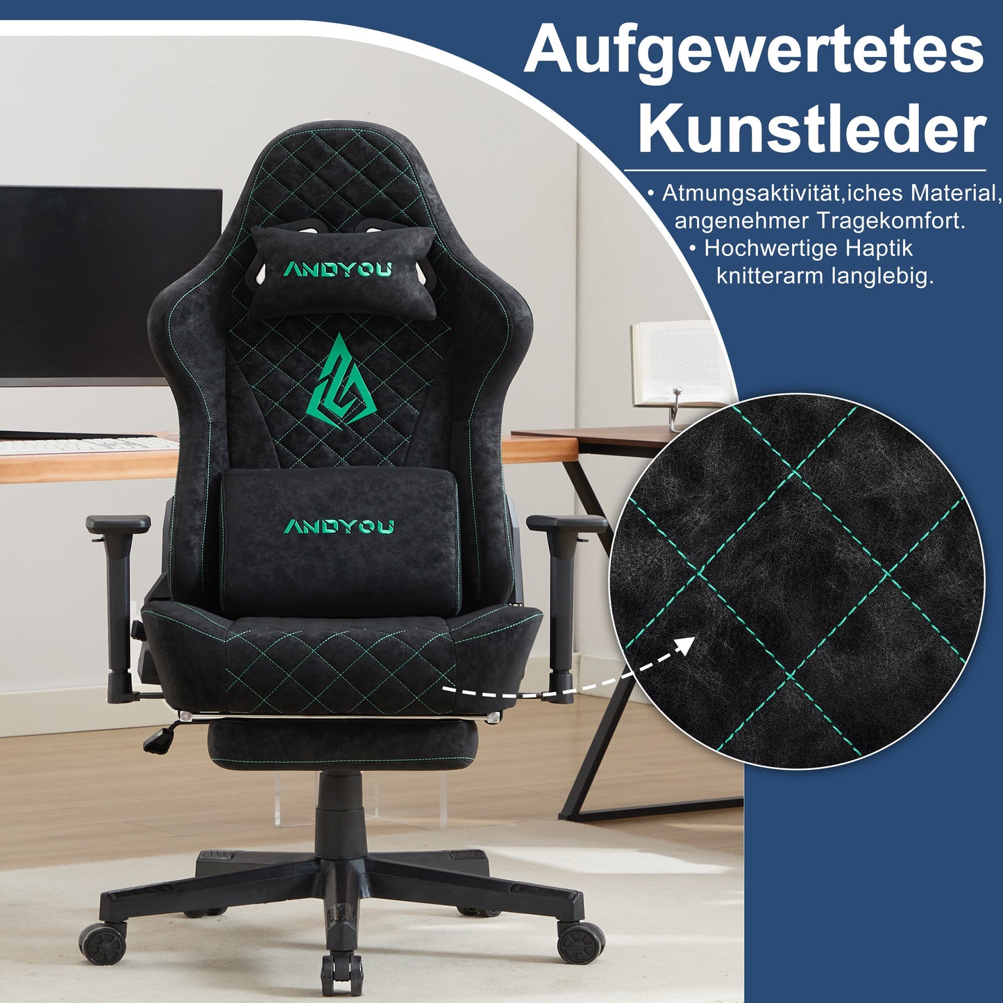 Retro Faux Leather Ergonomic Gaming