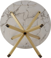 Eettafel - 100 cm - Luxe - Gouden Onderstel - Marmer Look - Rond - Meubels