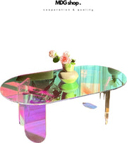 Salontafel - Bijzettafel - Acryl tafel - Kleurrijk - Modern - Ovaal - 95x50x36 cm