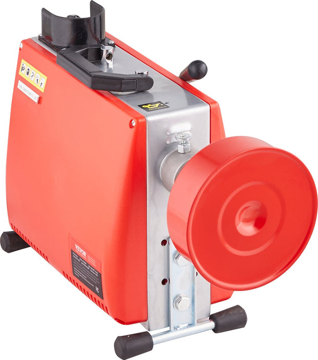 Afvoerreiniger - 250W Motor - 20m Staalkabel - 7 Verwisselbare Snijmessen - Handmatige Voeding - Duurzaam en Robuust - Effectieve Verwijdering van Verstoppingen - Geschikt voor Huishoudens en Bedrijven - Rood