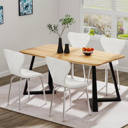 Eetkamerstoel – Stoel – Kuipstoel – Keukenstoel – Woonkamerstoel – Set van 2 – Wit Fluweel – Stevig Metalen Frame