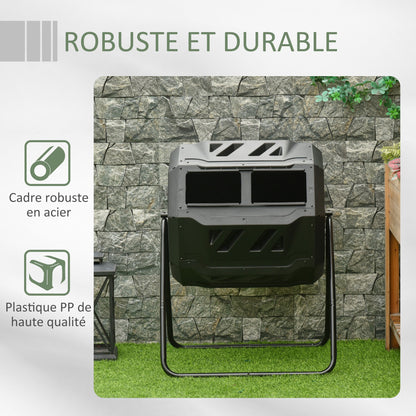 Compostbak – Composteerbak – Tuincompostvat – Compostcontainer – Keukenafvalverwerker – 160 Liter – 360° Draaibaar