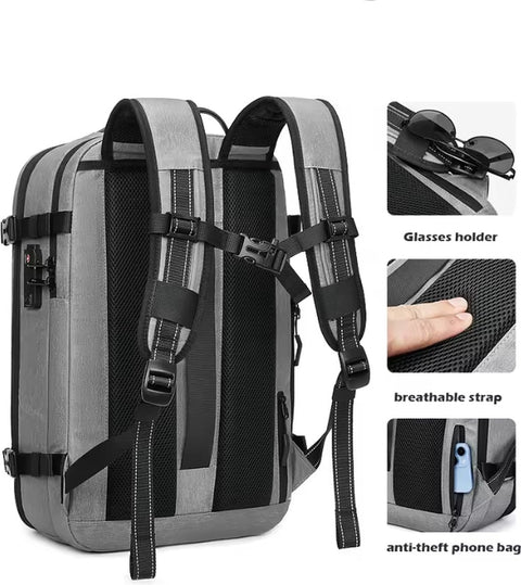 Vacuümrugzak - 60L - Waterdichte rugzak - 17” laptopvak - Inclusief pomp - 49 cm x 32 cm x 15 cm /20 cm - Blauw