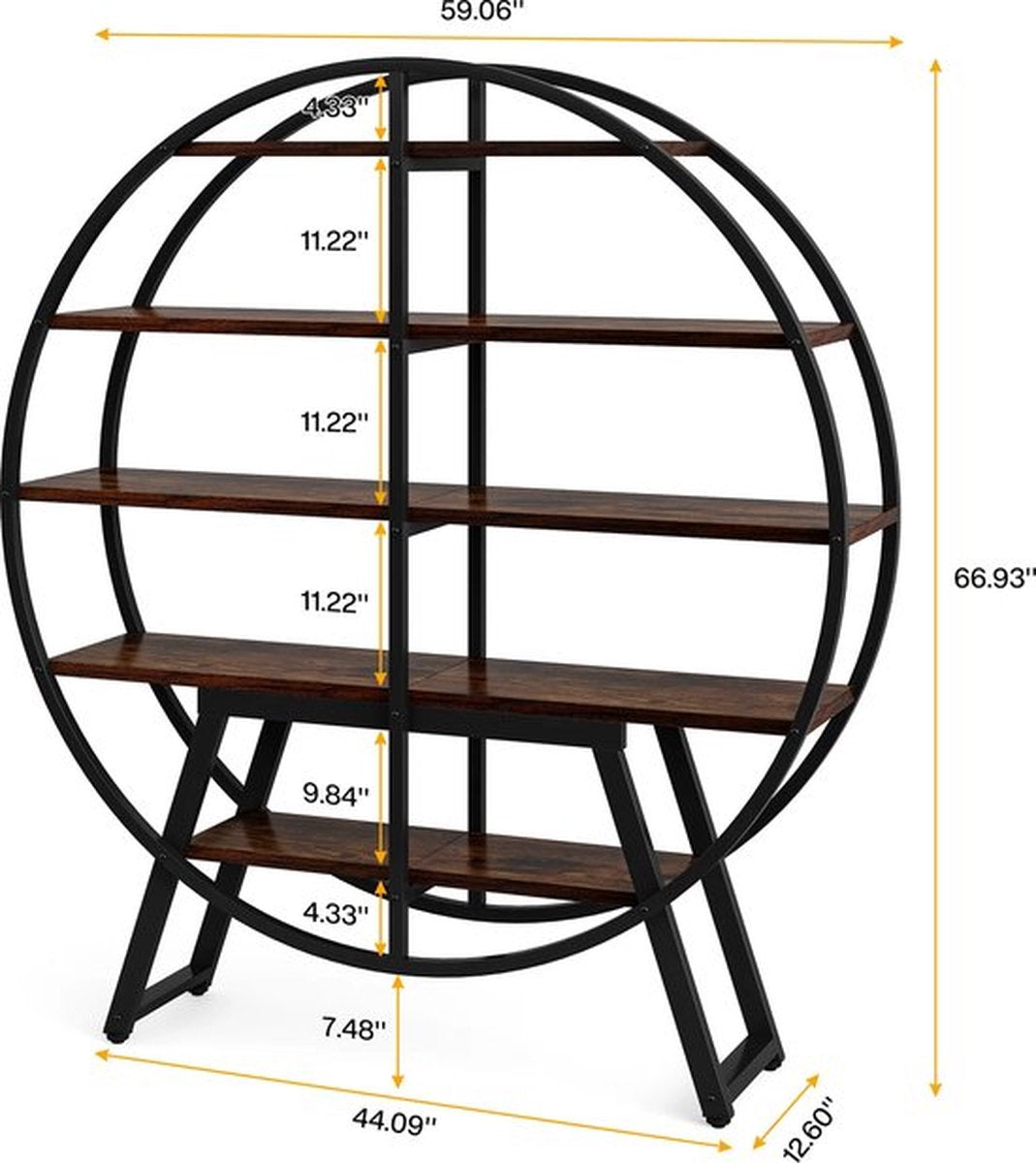 Boekenkast - Bruin - Rond - Vrijstaande Kast - Decoratieve Plank - Boekenrek- Boekenkast Kind