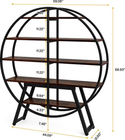 Boekenkast - Bruin - Rond - Vrijstaande Kast - Decoratieve Plank - Boekenrek- Boekenkast Kind