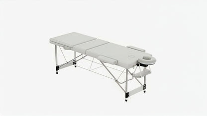 Aluminium Massagetafel – Draagbare Massagetafel – Vouwbare Massagetafel – Behandelbank – Tafel Met Opbergtas – 8 Niveau Hoogte Verstelbaar – Inclusief Afneembare Hoofdsteun – Beige Kleur