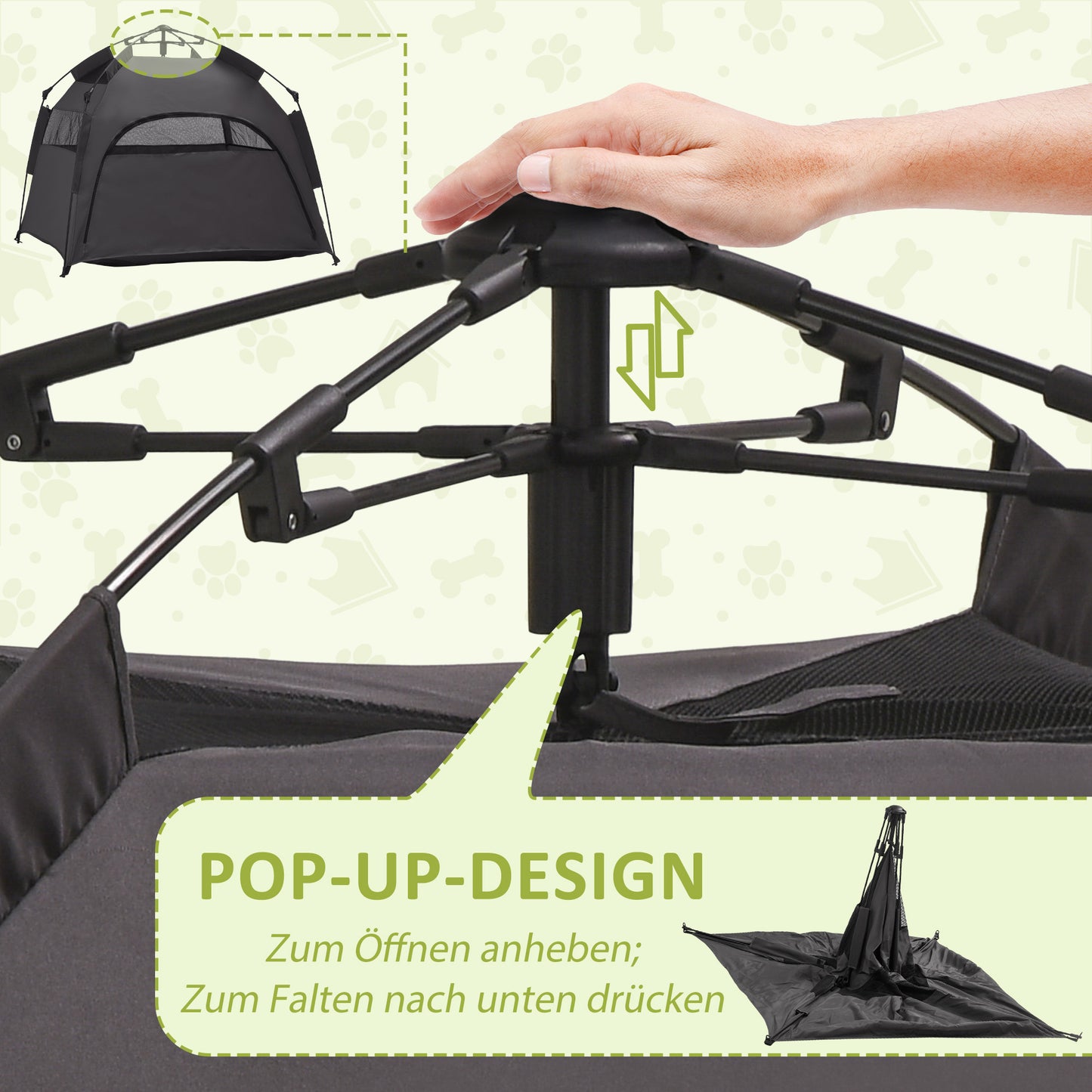 Hondenhuisje – Hondenhok – Draagbare Honden Tent – Hondenkooi – Groot Formaat – Weerbestendig Oxford Polyester – Inklapbaar Met Vliegengaas