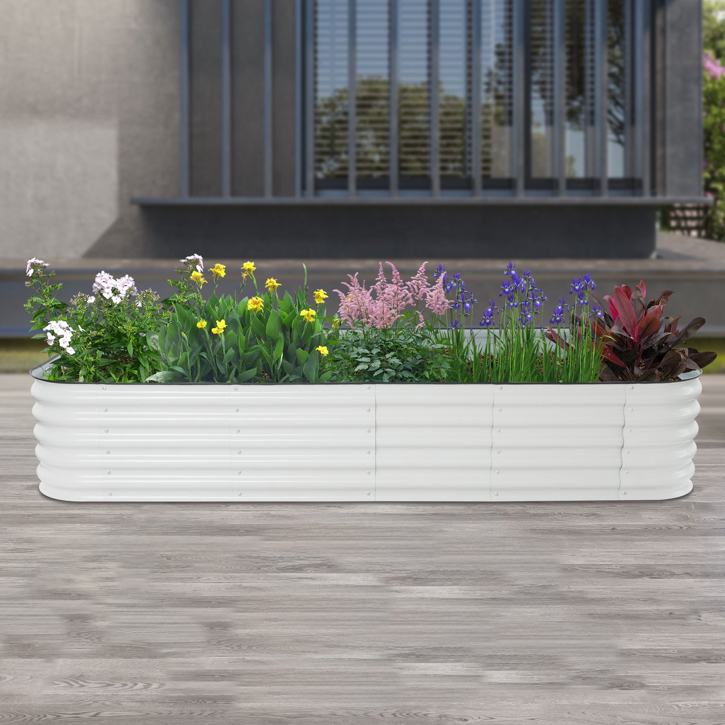 Verhoogde Plantenbak – Verhoogd Moestuinbed – Kweekbak – Bloembak – Plantenbak Op Poten – Metalen Staalconstructie – 285x60x43 cm – Weerbestendig Wit