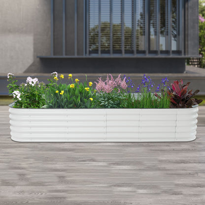 Verhoogde Plantenbak – Verhoogd Moestuinbed – Kweekbak – Bloembak – Plantenbak Op Poten – Metalen Staalconstructie – 285x60x43 cm – Weerbestendig Wit