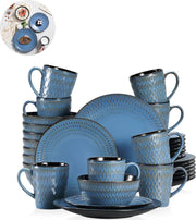 Luxe Serviesset – 32 Delig – 8 Persoons – Keramiek - Bordenset – Dinner Platen – Dessertborden – Kommen – Mokken – Schaaltjes – Blauw