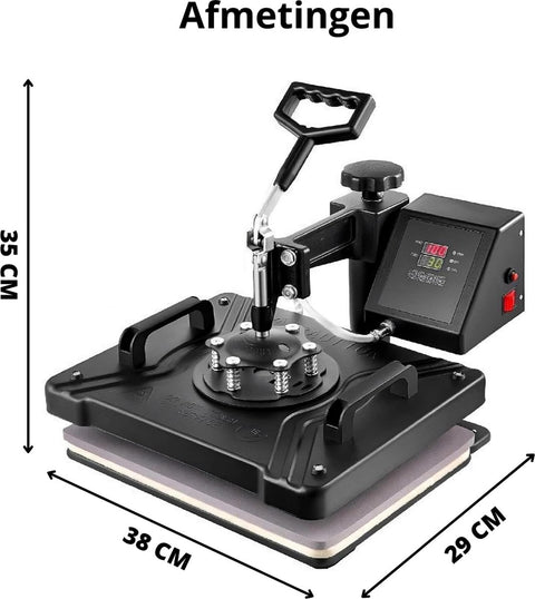 Transferpers - Drukmachine - Hittepers - Drukpers - Heat Press Machine - Sublimatie Printer - 38 x 30 CM - Zwart - Multifunctioneel Sublimatie voor Mok/Latte Mok/Hoed/Bord/Fles