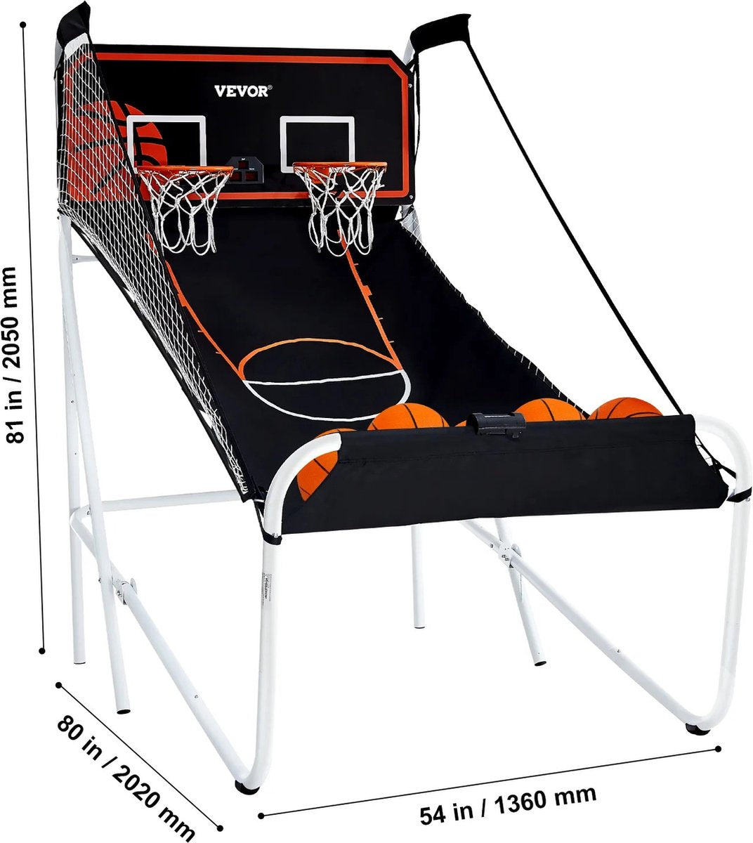Basketbal Arcade - Inclusief 4 Ballen En Pomp - Opvouwbaar - 80x54x81 inch