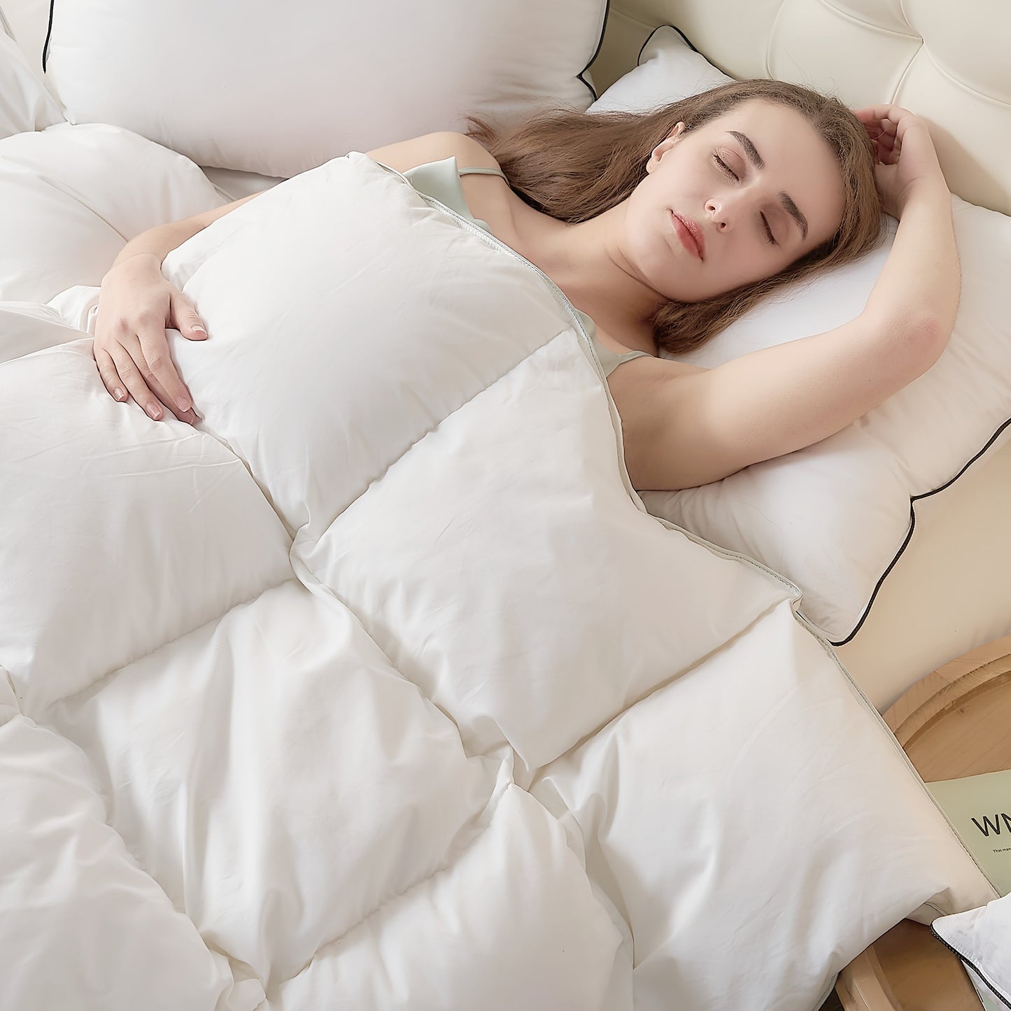 Donsdeken – Dekbed – Quilts – Slaapdeken – Ganzendonsdeken – 75% Witte Ganzendons – Soft Satijnen Katoenen Hoes – All Season Warmte – Machinewasbaar