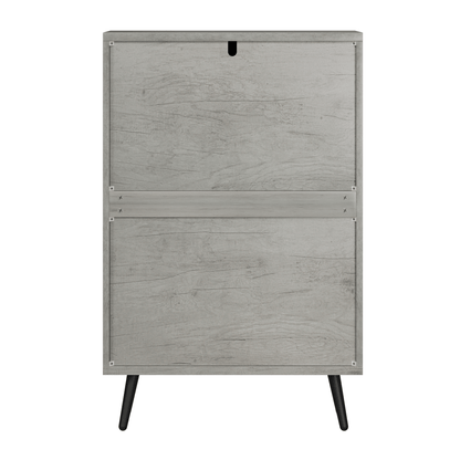 Schoenenkast – Schoenenrek – Opbergkast – Schoenenopberger – Halmeubel – Grijs MDF – 2 Dubbele Klapladen – Compact 60 cm Breed