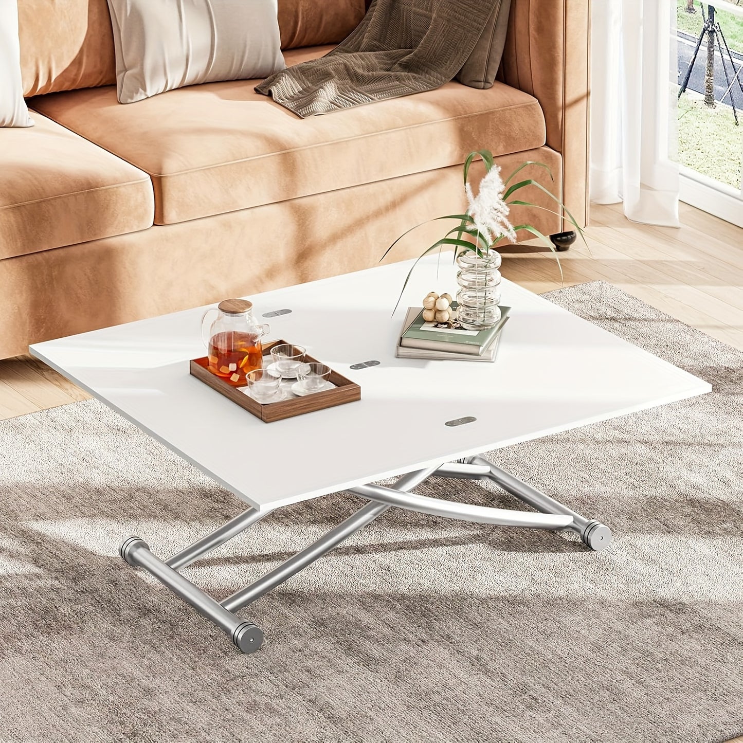 Verstelbare Eettafel – Multifunctionele Tafel – Koffietafel – Werkplek – Bijzettafel – Zwart Notenhout – Stabiel Metalen Frame – Hoogte Verstelbaar
