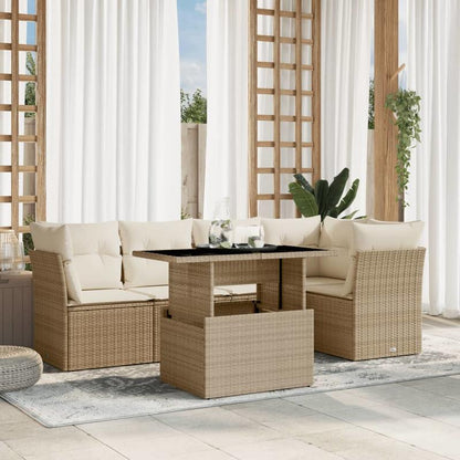 Loungeset Tuin – Tuinmeubilair – Tuinbank – Terrasset – Loungeset Beige – Weerbestendig Poly Rattan – Comfortabele Kussens