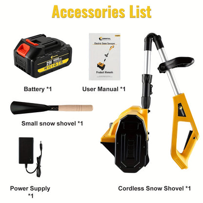 Sneeuwschep – Sneeuwruimer – Sneeuwverwijderaar – Elektrische Schep – Draadloze Schep – 21V Lithium-Ion Accu – Verstelbaar Telescopisch Handvat – Inklapbaar Ontwerp