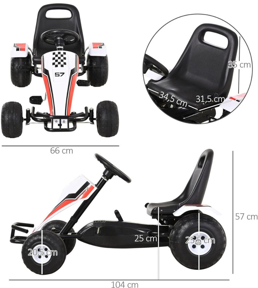 Skelters voor Jongens - Ligfiets - Verstelbaar Zadel - 104x66x57cm - Zwart/Wit