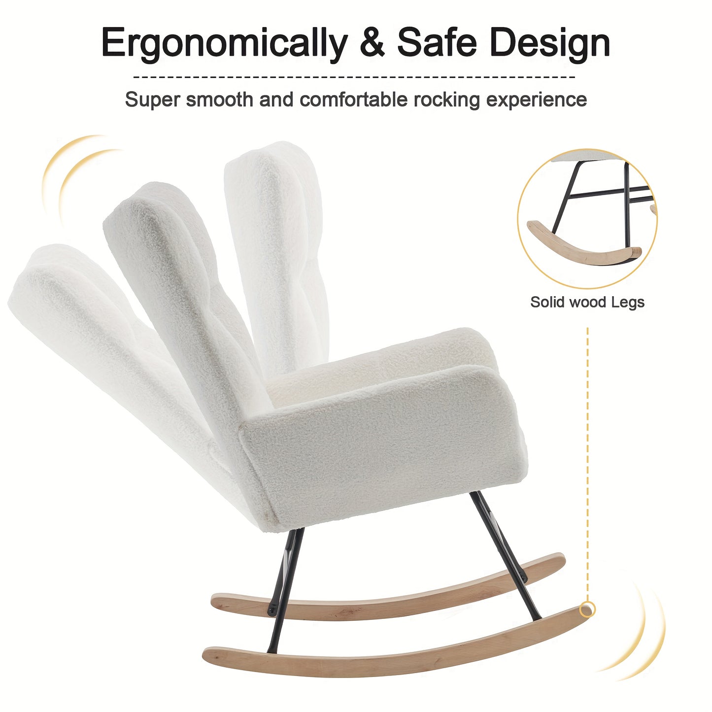 Witte Schommelstoel – Schommelstoel Loungestoel Relaxstoel Tuinstoel Stoel – Met Metalen Frame – Cross-Back Ontwerp – Comfortabele Katoenen Bekleding – Hoogwaardige Stevigheid