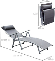 Zonnebed - Ligbed - Zonnebedden Ligbedden - Opvouwbare Ligstoel - met Verstelbare Rugleuning - Ligbed Tuin - Zomer - Zon - Ligbedden - Ligbed Buiten - Grijs