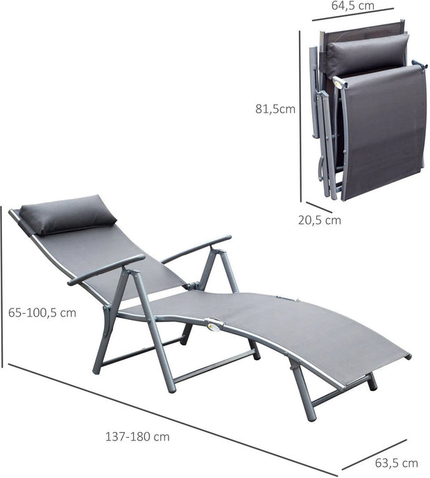 Zonnebed - Ligbed - Zonnebedden Ligbedden - Opvouwbare Ligstoel - met Verstelbare Rugleuning - Ligbed Tuin - Zomer - Zon - Ligbedden - Ligbed Buiten - Grijs