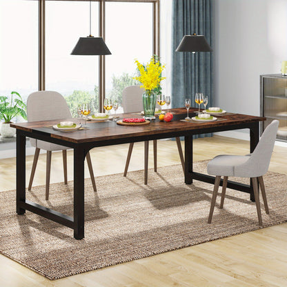 160.02cm x 80.01cm Heavy-Duty Industrial Dining Table & Desk - Rustic Brown Engineered Wood Top with Metal Legs, Large Rectangular Surface for Kitchen, Conference, Home Office - Easy ssembly, Fits 4-6 People (Table Only), Kit
