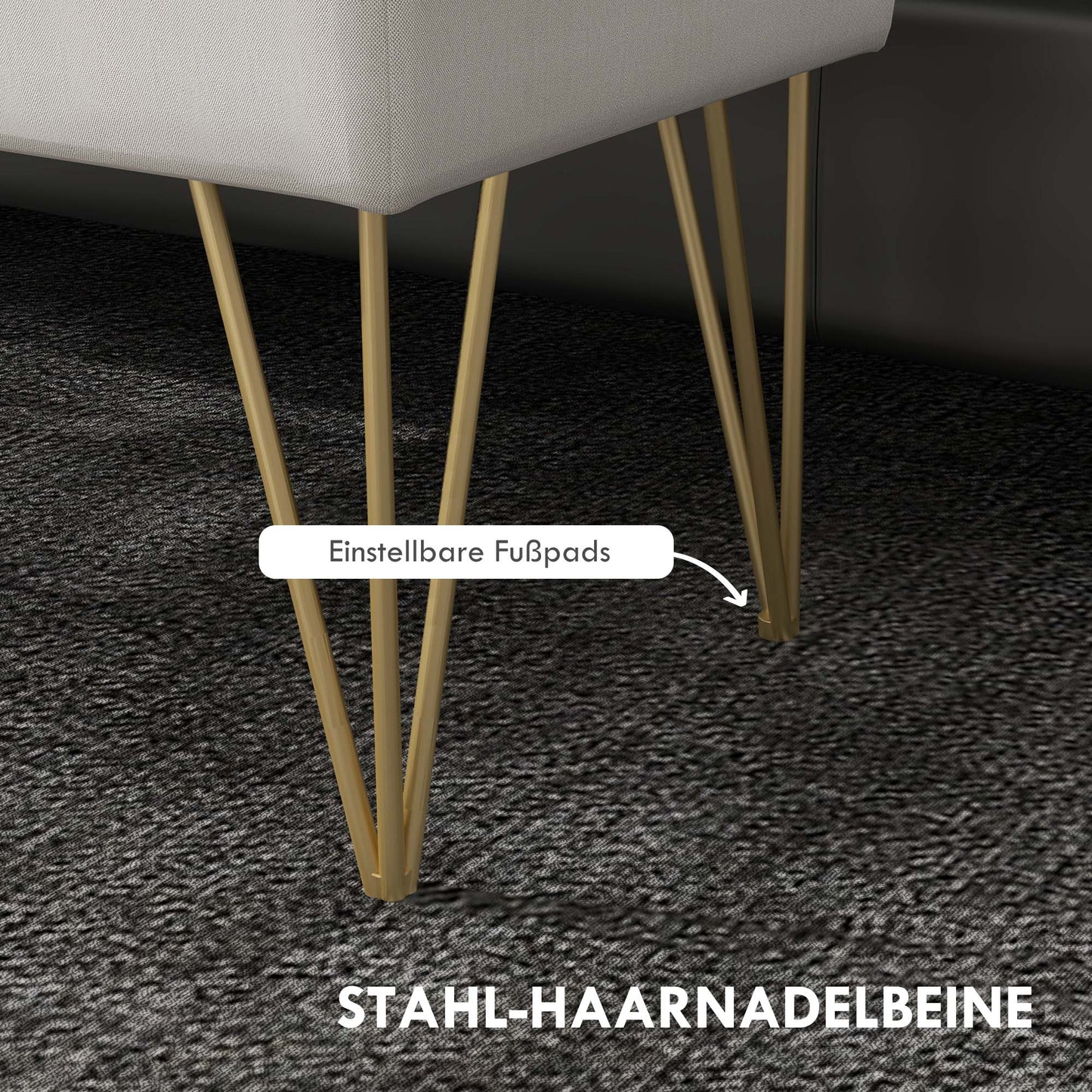 Bankje – Zitbank – Opbergbank – Halbankje – Gestoffeerd – Linnenlook Stof – Met Opbergruimte – Stalen Poten – 100x40x49 cm – Comfortabele Zitting