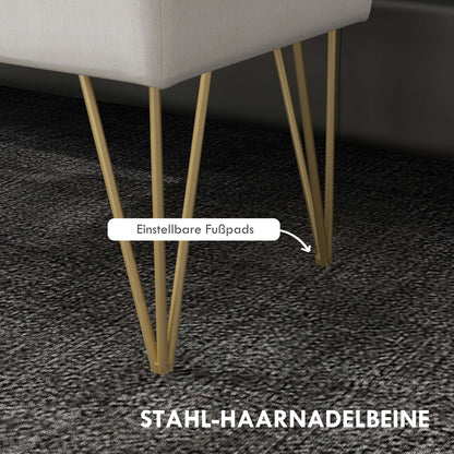 Bankje – Zitbank – Opbergbank – Halbankje – Gestoffeerd – Linnenlook Stof – Met Opbergruimte – Stalen Poten – 100x40x49 cm – Comfortabele Zitting