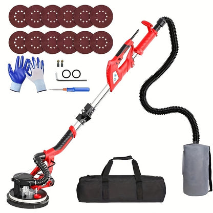 Gedeeltenschuurmachine – Drywall Sander – Wand- en Vloerschuurmachine – Multischuurmachine – Handpalmschuurmachine – Elektrisch – Incl. Stofafzuiging & LED-Verlichting – Verstelbare Opvouwbare Handgreep