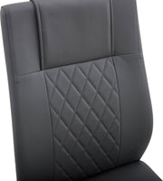 Eetkamerstoel Set van 4 - Grijs - Met Ruitpatroon op de Rugleuning - Verchroomd Metalen Frame - Belastbaar tot 150 kg - Kunstlederen Bekleding