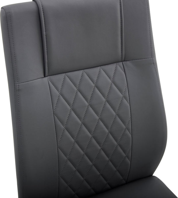 Eetkamerstoel Set van 4 - Grijs - Met Ruitpatroon op de Rugleuning - Verchroomd Metalen Frame - Belastbaar tot 150 kg - Kunstlederen Bekleding