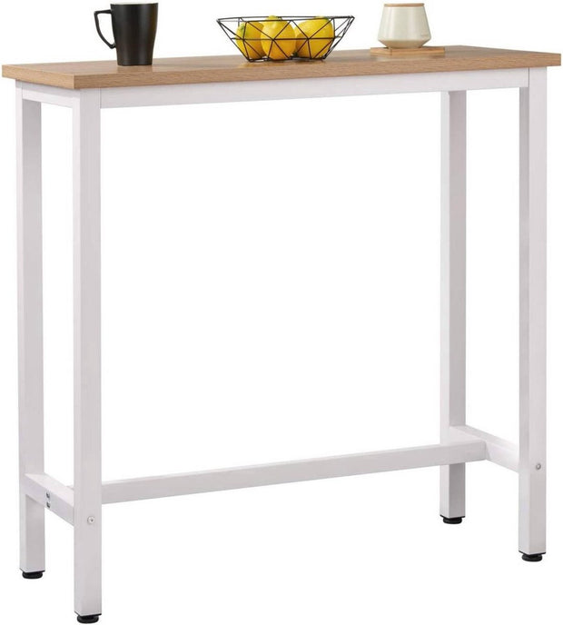 Bartafel Binnen & Buiten - Bistrotafel Keuken - Bartafel Bistro Eettafel - Tafel voor Keuken Bar Balkon - 100x40x100 cm - Wit/Licht Eik