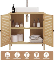 Wastafel Meubel - Badkamer Kastje Onder Wastafel - Wastafelonderkasten - Wastafel Onderkast Met Uitsparing - 60X30X60Cm - Bamboe